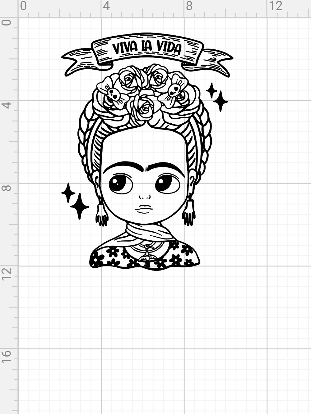 Frida-Inspired Black Line Art Vinyl Sticker